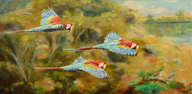 Artist Vladimir Yaskin. 'Flight Over The Rainforest' Artwork Image, Created in 2015, Original Painting Oil. #art #artist