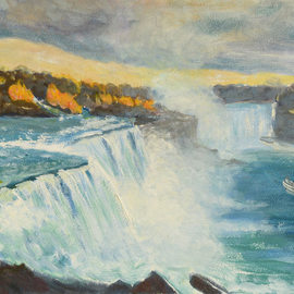Vladimir Yaskin: 'Niagara falls', 2013 Oil Painting, Landscape. Artist Description:      Niagara falls, Autumn, landscape     Girl from Tunisia portrait  Niagara falls, Futumn, landscape  ...