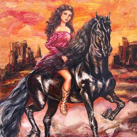 Yelena Rubin: 'Wild Freedom', 2012 Oil Painting, Figurative. Artist Description:  Classic lovely women is enjoying a horseback ride in Monument Valley.Every artwork is done using the best grade paints and materials giving you beautiful paintings with textured, vibrant and rich colors. It is an authentic work of art, for beginning art collectors as well as for experienced ...