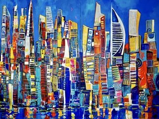 Paul Ygartua: 'dubai modernism', 2021 Acrylic Painting, Cityscape. City of Dubai, acrylic on canvas by Paul Ygartua...