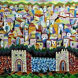 Yosef Reznikov: 'compos 34 old jerusalem', 2021 Mixed Media, Judaic. Artist Description: Jerusalem in painting.Jerusalem remains a favorite subject of painting today  many Israeli and foreign artists have managed to realistically or symbolically express the peculiar beauty and special color of the Holy City. This topic is very close to us. We have completed a significant number of paintings ...