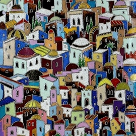 Yosef Reznikov: 'composition 24 jerusalem', 2019 Mixed Media, Architecture. Artist Description: Jerusalem in painting.Jerusalem remains a favorite subject of painting today  many Israeli and foreign artists have managed to realistically or symbolically express the peculiar beauty and special color of the Holy City. This topic is very close to us. We have completed a significant number of paintings ...