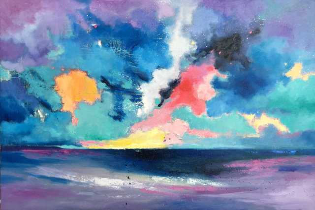 Artist Jinsheng You. 'Cloudy Sky 225' Artwork Image, Created in 2019, Original Pastel Oil. #art #artist