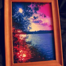 Andrew Young: 'Multicolored Evening Lake very colorful artwork', 2012 Mixed Media, Travel. Artist Description:         This art will add a great beauty to your home, office or work place. This piece of art will come without frame. 8. 27