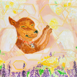 Younhee Yang: 'Jury in Gods Arms', 2011 Oil Painting, Dogs. Artist Description:  