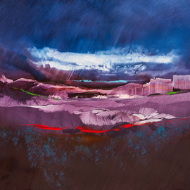 Nicholas Down: 'Moon Song', 2016 Oil Painting, Abstract Landscape. Artist Description:   Oil on Gesso Panel                                                                                           ...