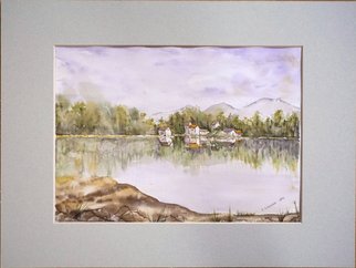 Yulia Schuster: 'one summer day', 2017 Watercolor, Landscape. Artist Description: This is one of my watercolour landscape paintings. Painting size 28 x 20cm set in 30 x 40 cm acid free light gray mount and ready to place in standard 30 x 40 cm frame .COMES UNFRAMEDUsing artists  quality paints and paper. It is signed and dated ...