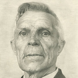 Yuri Yudaev: 'Veteran Matveev', 1984 Pencil Drawing, Portrait. Artist Description:  1984, graphite pencil on paper; 6. 3 X 7. 9 in. ( 16. 0 X 20. 0 cm) The picture was displayed at the exhibition 