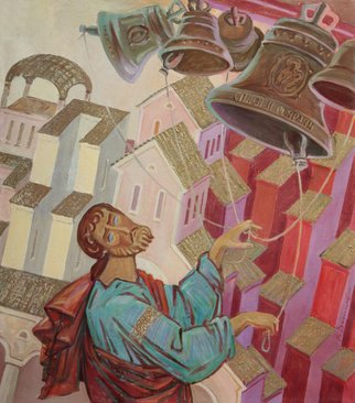 Yuri Vasiliev: 'alarm ringing', 2016 Oil Painting, Music. music, history, bells, russia, icon ...