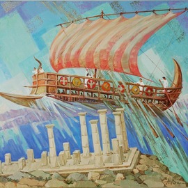 Yuri Vasiliev: 'argonauts', 2012 Oil Painting, History. Artist Description: Argonauts, history, Greece, Troy, the sea, exploits of Hercules, Asos, sunlight, fantasy...