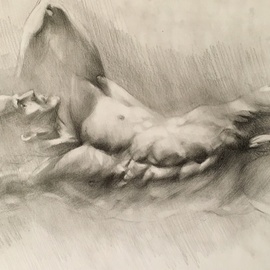 Yuriy Ivashkevych: 'dancer', 2018 Pencil Drawing, nudes. Artist Description: From my serie aEURoe Ballet danceraEUR...
