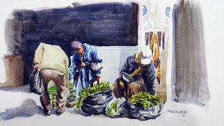 Artist: Zaher Bizri - Title: market - Medium: Watercolor - Year: 2017