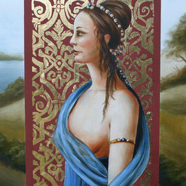 Marsha Bowers: 'Timeless', 2009 Mixed Media, Portrait. Artist Description:  Oil on Panel with Gilding ...