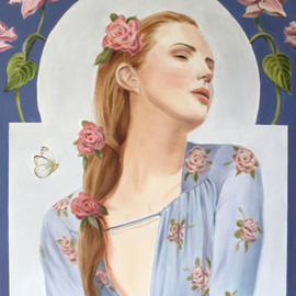 Marsha Bowers: 'breath of spring', 2022 Oil Painting, Portrait. Artist Description: This painting was inspired by spring and it s renewal. ...