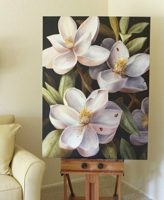 Marsha Bowers: 'magnolias', 2018 Oil Painting, Floral. Oil on canvas, large scale floral painting...