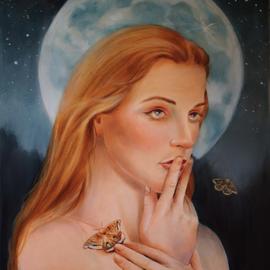 Marsha Bowers: 'the moon and the stars', 2017 Oil Painting, Portrait. Artist Description: Oil painting, portrait, original art, fine art, painting, contemporary art, art...