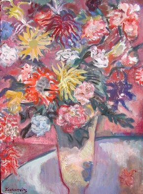 Dana Zivanovits: 'BOUQUET', 2001 Oil Painting, Floral.  A floral still life done in oil on streched linen- a signed Zivanovits original. ...