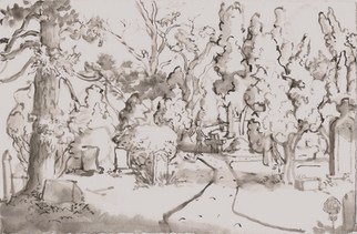 Dana Zivanovits: 'CEMETERY 2', 2009 Watercolor, Death. Artist Description:  This watercolor is from a series of drawings done in the Walnut Grove Cemetery in Columbus Ohio drawn from life. A signed and dated Zivanovit's original done on American Masters all rag paper. ...