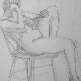 Dana Zivanovits: 'GRAPHITE NUDE STUDY', 1988 Pencil Drawing, nudes. Artist Description:  Graphite on acid free sketch paper- a signed and dated Zivanovits original. ...