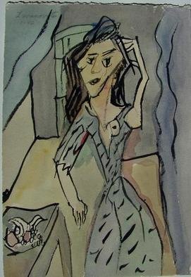 Dana Zivanovits: 'MAD WOMAN', 1998 Watercolor, People. Artist Description:  Watercolor on heavy all cotton Arches paper. A signed and dated Zivanovits orginal. size; 8 1/ 2