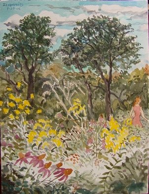 Dana Zivanovits: 'MEADOW WALK', 2006 Watercolor, Landscape. Artist Description:   This watercolor was done on site at Whetstone park in Columbus Ohio of a re- established native prairie meadow. Watercolor on Windsor and Newton all rag acid free watercolor paper- a signed and dated Zivanovits original   ...