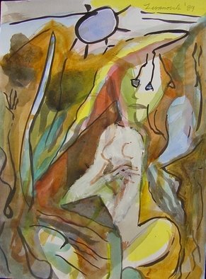Dana Zivanovits: 'PANDORA', 1989 Watercolor, Mythology.   Watercolor on all cotton, acid free watercolor paper- a signed and dated Zivanovit' s original....