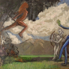 Dana Zivanovits: 'PERSHONE RETURNS', 2002 Oil Painting, Mythology. Artist Description:  Greek myth of Persephone; In the myth, Persephone returns from Hades in the spring to be re- united with Demeter, her mother, as well as to bring the earth back to life- according to an agreement by Zeus and Demeter. This painting is in oil on streched canvas- ...