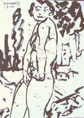 Dana Zivanovits: 'PLAY', 2001 Ink Painting, Erotic. Artist Description:  Ink 0n acid free paper. Paper is white despite what photo suggests. Original signed and dated - Zivanovits 1/ 3/ 01 ...