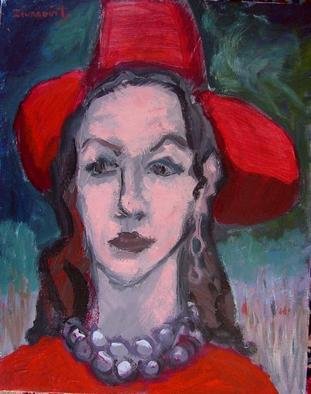 Dana Zivanovits: 'RED HAT', 2002 Acrylic Painting, Fashion.  Acrylic on streched Fredrix canvas- a signed Zivanovits original. ...