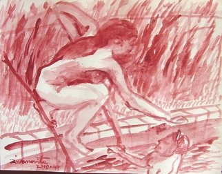 Dana Zivanovits: 'RED SWIMMERS', 1998 Watercolor, nudes. Artist Description:  Watercolor on acid free watercolor paper- a signed and dated Zivanovit' s original. ...