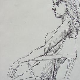 Dana Zivanovits: 'SEATED NUDE', 1989 Pen Drawing, nudes. Artist Description:  A early work in ink on acid free sketch paper- a signed and dated Zivanovit's original ...