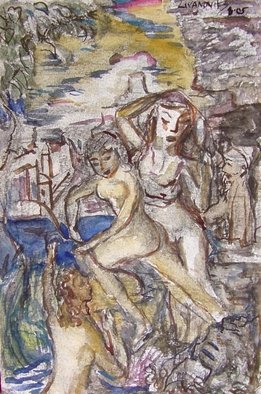 Dana Zivanovits: 'TROJAN WOMEN', 2005 Watercolor, Mythology.  Watercolor and charcoal on acid free Cranson watercolor paper . A signed and dated Zivanovits original. ...