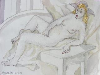 Dana Zivanovits: 'VIKING WOMAN', 2006 Watercolor, Erotic.   Watercolor on all rag, acid free, American Masters paper- a signed and dated Zivanovits original...