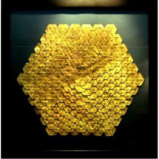 Parastoo Zomorrod: 'golden hexagon', 2018 Paper, Geometric. Origami, tessellation, hexagon...