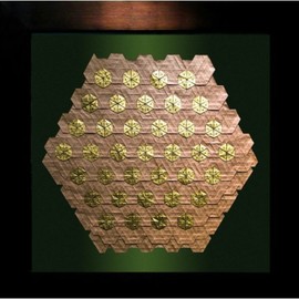 Parastoo Zomorrod: 'hexagon buttons', 2018 Paper, Geometric. Artist Description: origami, tessellation, hexagon, golden...