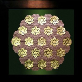 Parastoo Zomorrod: 'hexagon flower', 2018 Paper, Geometric. Artist Description: Origami, tessellation, flower, golden, hexagon...