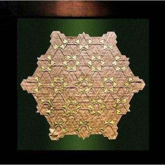 Parastoo Zomorrod: 'hexagon twisted triangles', 2018 Paper, Geometric. origami, tessellation, hexagon, golden, triangles...