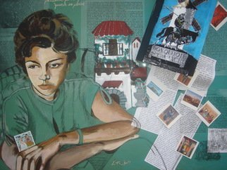Zoraida Haibi Figuera: 'Homage to Dora 2', 2007 Mixed Media, Family. Acrylic paint, cardboard, photocopies, transparencies, latin american art, charcoal on canvas.  ...