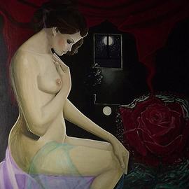 Andrea Zucca: 'night rose', 2009 Oil Painting, Beauty. 