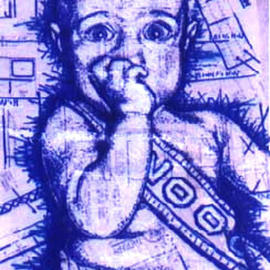 Carlos Culbertson: 'New Year 2000', 2003 Other Drawing, Humor. Artist Description: In the New Year baby' s eyes you can see the fear of the unknown. This was a universal theme for the expected disaster that would be the year 2000. ...