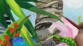 Artist Video Painting the Palm Tree by Eileen Seitz