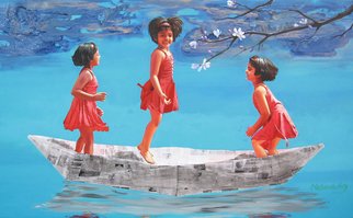 Nabendu Roy; Imagination Of Little Girl 6, 2020, Original Painting Acrylic, 60 x 36 inches. Artwork description: 241  Inspiration aEUR