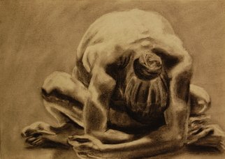 Artie Abello; Devastated, 2008, Original Drawing Charcoal, 42 x 30 cm. Artwork description: 241  Custom black framed and matted with UV- blocking glass.    ...