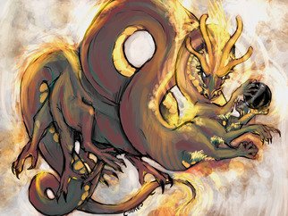 Amanda Coakley; Dragon, 2021, Original Digital Art, 2.6 x 2 inches. Artwork description: 241 A digital painting with FireAlpaca, of a dragon, the head inspired from a certain kind of caterpillar. ...