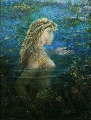 Sylva Zalmanson; In Lake, 2014, Original Painting Acrylic, 24 x 32 inches. Artwork description: 241   Seminude, landscape, lake ...