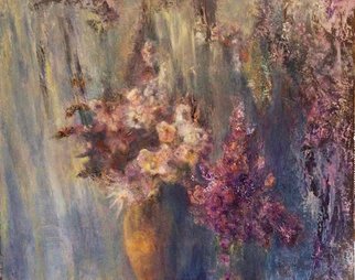 Sylva Zalmanson; Window Flowers, 2015, Original Painting Acrylic, 36 x 28 inches. Artwork description: 241     still life with flowers in a yellow vase vase      ...
