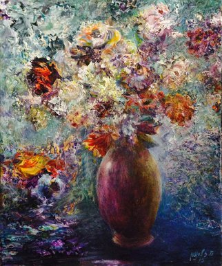 Sylva Zalmanson; Winter Flowers, 2015, Original Painting Acrylic, 12 x 16 inches. Artwork description: 241    still life with flowers in a purple vase     ...