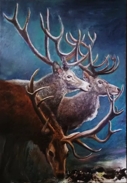 Sylva Zalmanson; Reindeers, 2016, Original Painting Acrylic, 48 x 36 inches. Artwork description: 241 Reindeers...