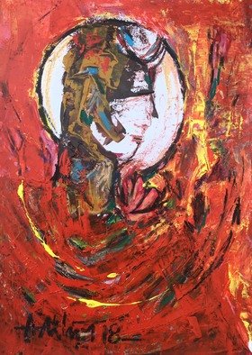 Aditya Dev; Contiguous Queen, 2018, Original Painting Acrylic, 12 x 16 inches. Artwork description: 241 FEMALE, EMPRESS, COLOR, TEXTURE, RED, VIBRANT, ACYLIC...
