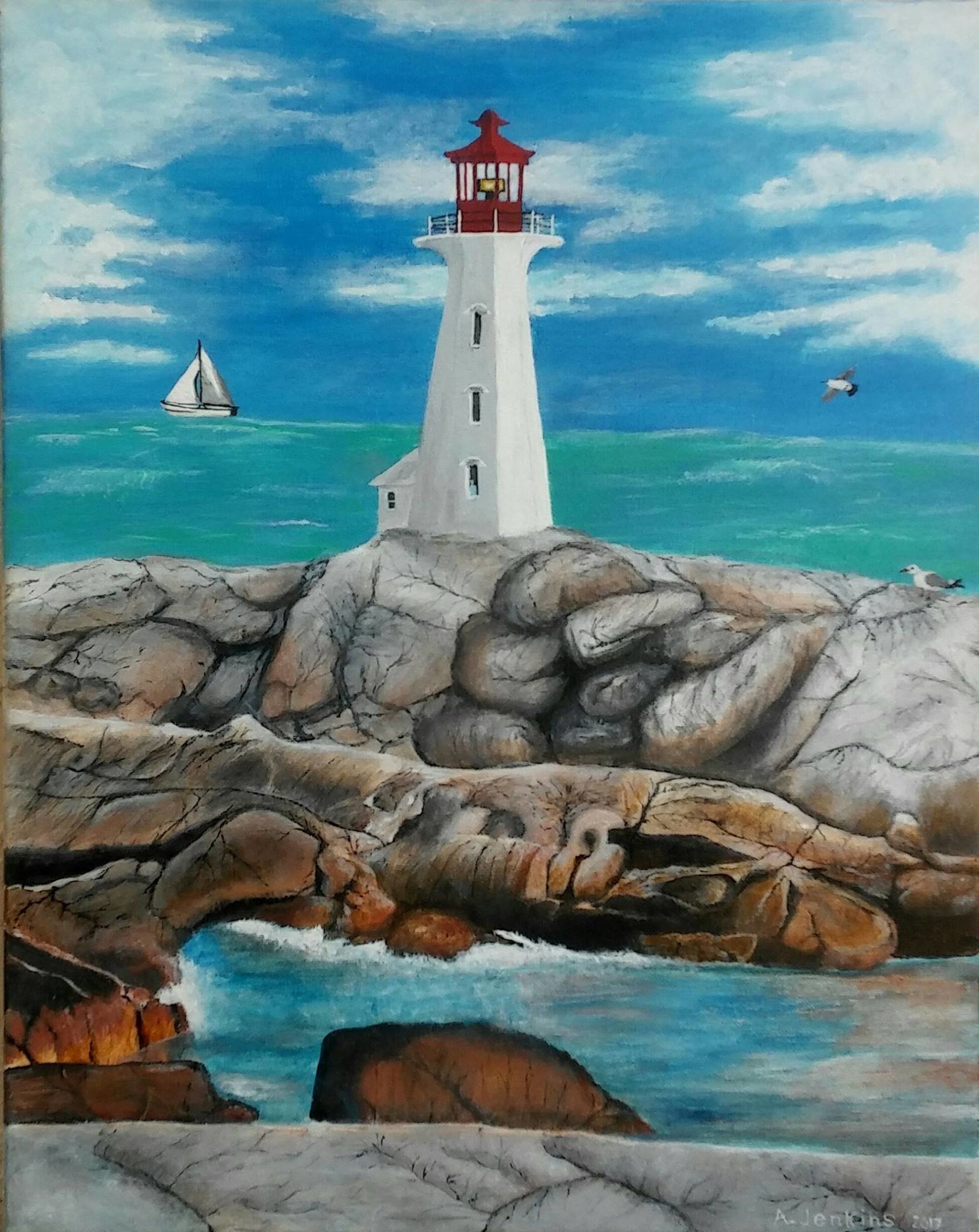 Althea E Jenkins; Ghost In A Lighthouse, 2017, Original Painting Acrylic, 20 x 16 inches. Artwork description: 241 Lighthouse...